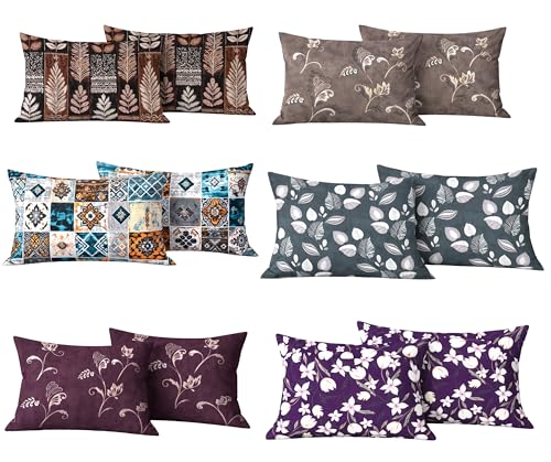 Image of RD TREND Glace Cotton Assorted Pillow Cover Set of 6 (12 Pcs) - Premium 210 TC, Standard Size 18 inchx28 inch | Soft & Breathable Floral Printed Pillowcases for Bedroom & Home | Mix-6