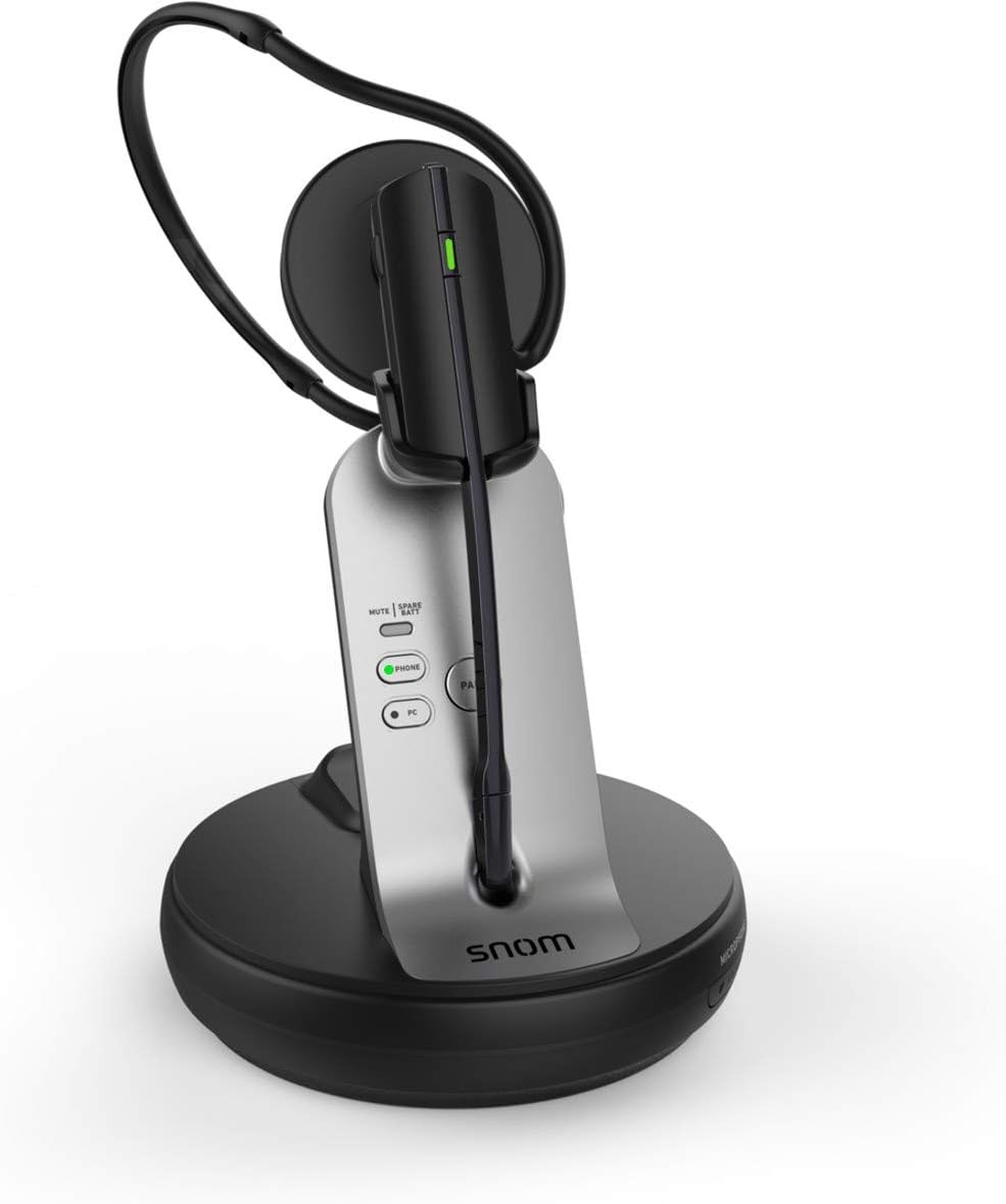 A170 DECT Headset (HD audio quality,Noise cancelling,3 wearing styles,Long range DECT up to 50m,Dual connection telephone and PC),00004387, black