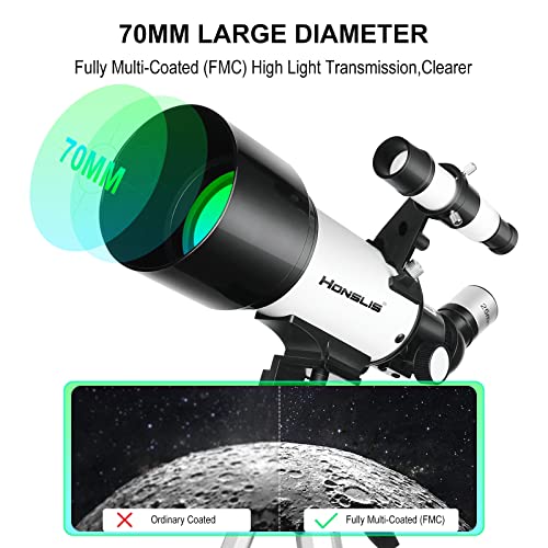 Telescope, 70Mm Aperture 500Mm Telescopes For Adults Astronomy & Kids Beginners, Fully Multi-Coated Travel Refractor Telescopes With Phone Adapter, Wireless Control, Astronomy Gift For Kids #TOP1