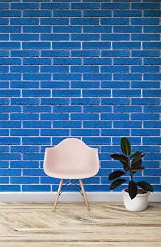 Image of DWELLSINDIA Blue Rough Bricks Self Adhesive Wallpaper, Waterproof, Scratch Resistant, Laminated (41 X 244 CM, Multicolour)