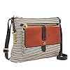 Fossil Women's Kinley Fabric Large Crossbody Purse Handbag, Black Stripe (Model: ZB7227080)