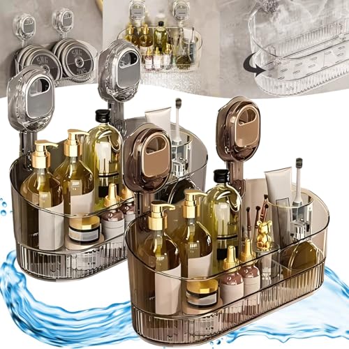 No-Drill Bathroom Suction Storage Box Large Capacity & Strong Load-Bearing Corrugated Suction Cup Storage Holder (2PCS-A)