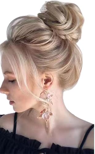 Extensión de moño con clip de garra, rizado, ondulado, sintético, con clip para mujer, postizo recogido (rubio ceniza)