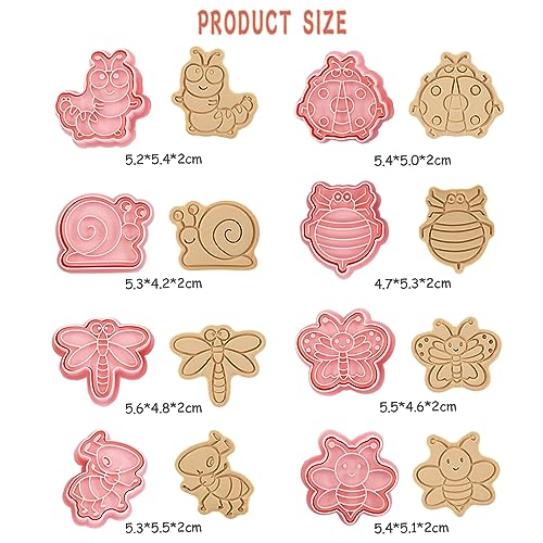 WishesMar Cartoon Insect Shape Cookie Cutters Set 8 Pieces 3D Biscuit Cutter Kit - Image 2
