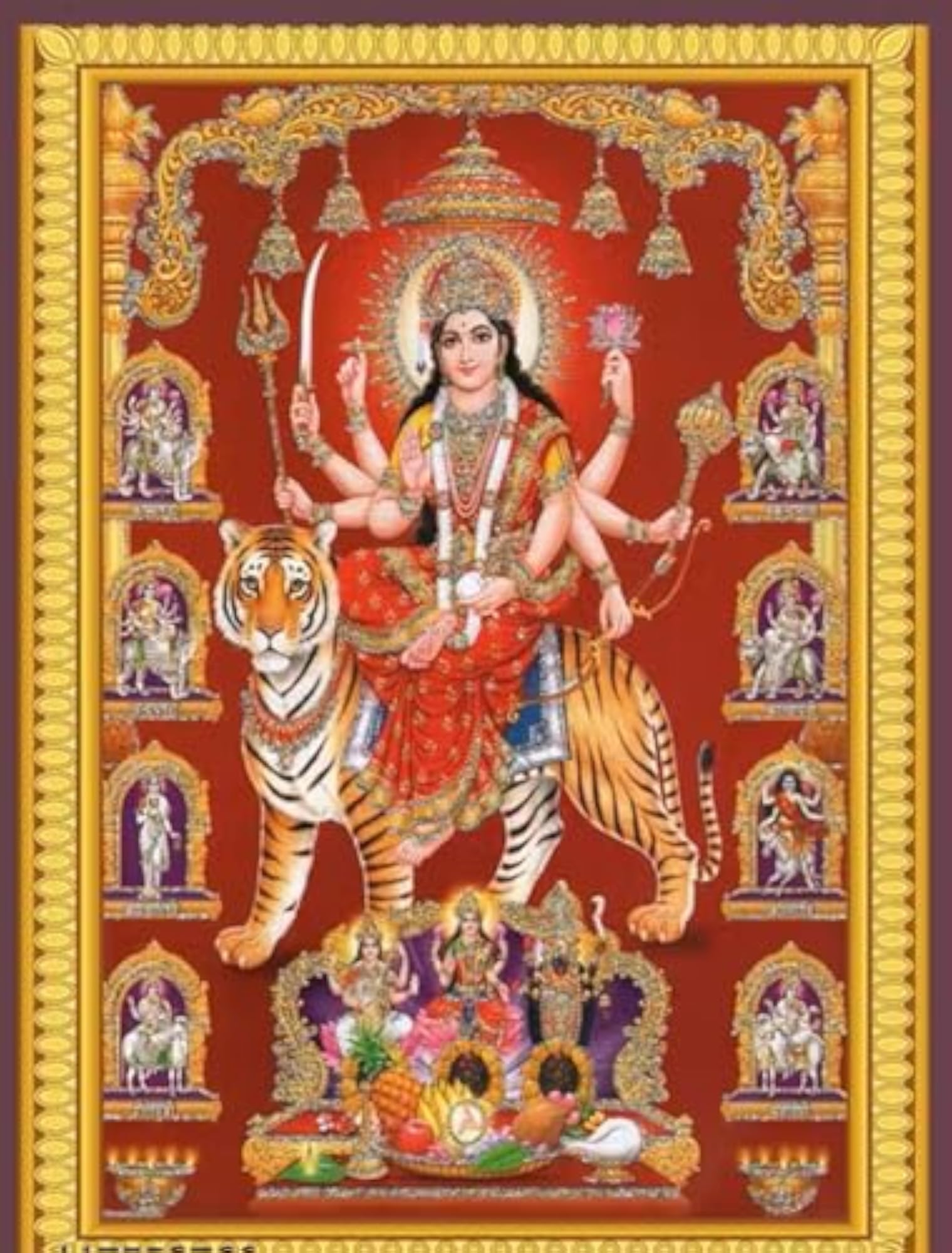 Durga Maa Golden Photo Frame
