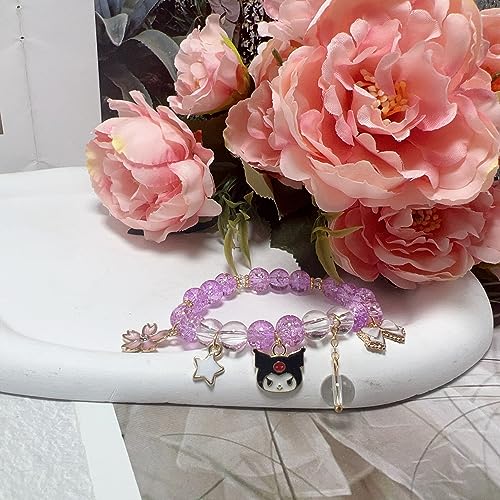 CJIAYUJEW Cute Bracelet Crystal Pearl Bracelets, Anime Elastic Stretch Crystal Bead Bracelet Lovely Cartoon Elastic Beaded Bracelets for Women4