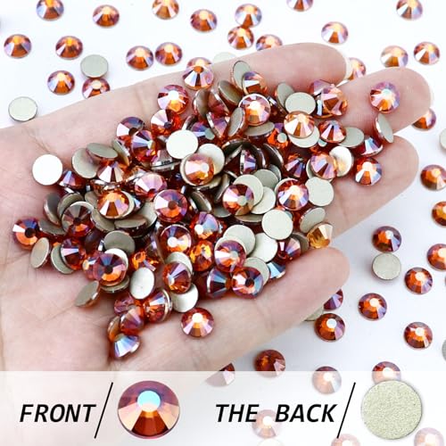 Image of Flatback Crystal Rhinestones Round Gems for Nail Art and Craft Clothes Glue Fix, Amber (1.5-1.7mm) SS4 /1440PCS