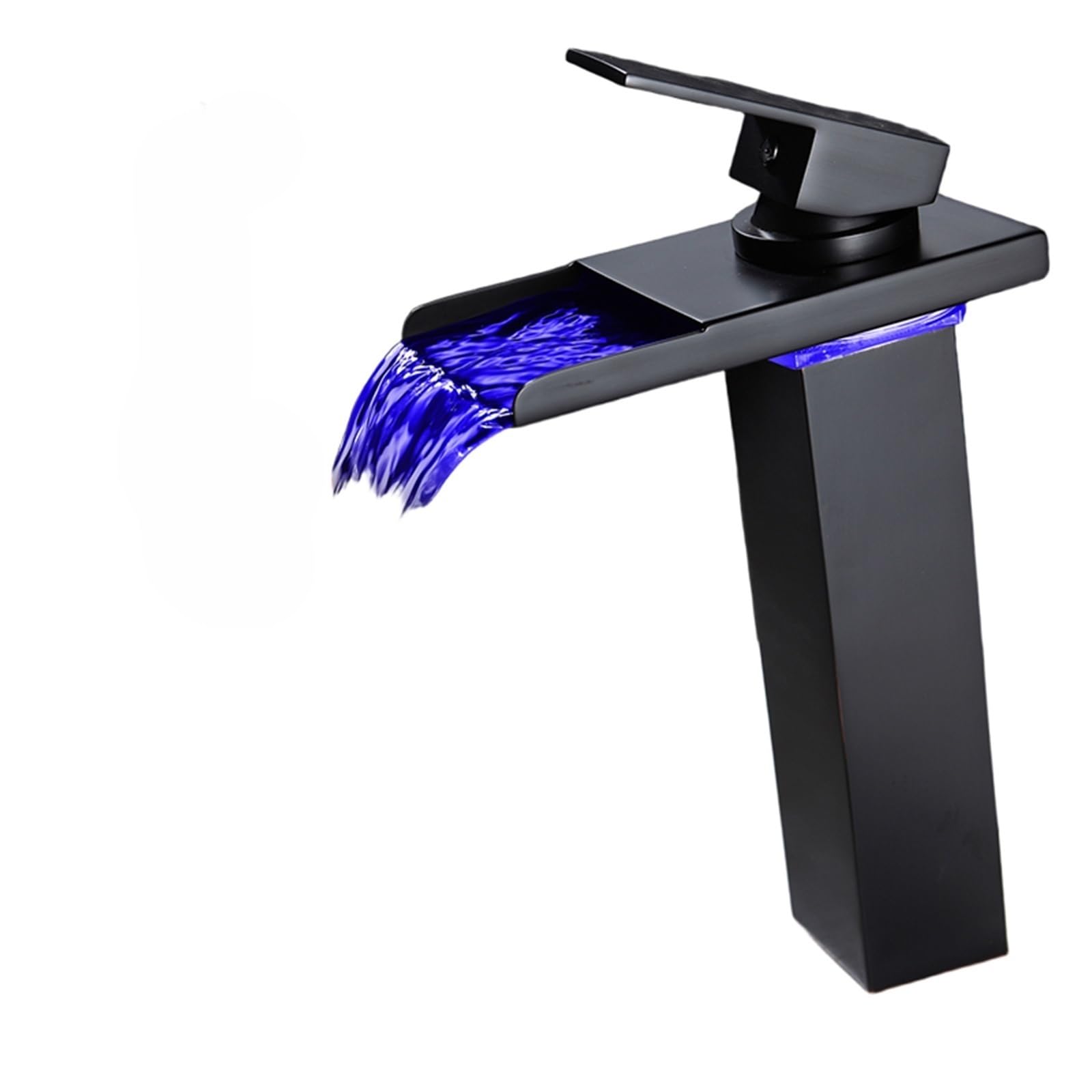 JNTFNE Faucet Modern LED Bathroom with Waterfall Spout Brass Basin Deck Mounted Mixer Tap for Sink Vanity