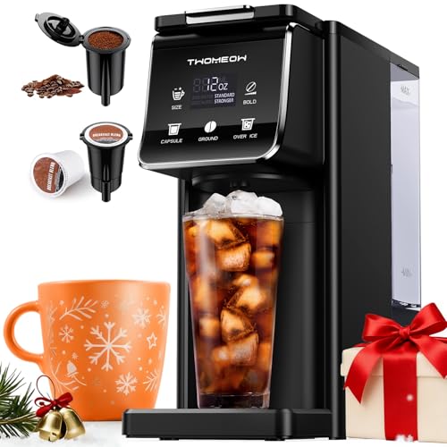 Coffee Maker Hot & Iced With Bold Setting,Single Serve Coffee Maker For K Cup And Grounds,52 Oz...
