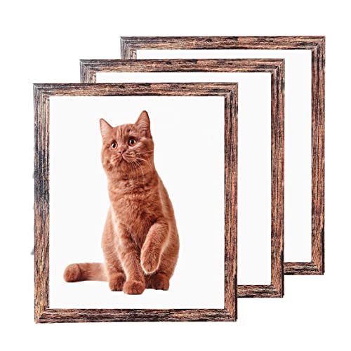 Marcos de fotos de 20 x 25 cm, de madera DM, plexiglás (sin cristal), color marrón, para mesa y montaje en pared, decoración de 3 unidades Cover