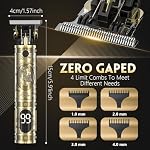 Hair Clippers for Men, Professional Electric Haircut Kit, Zero Gapped Clippers, Beard Trimmer Cordless Rechargeable T-Blade Hair clipper (Gold)