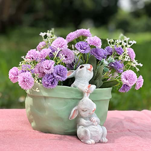 Origarden Succulent Pots Indoor-Outdoor Planter - Rabbit Flower Pot With Mushroom Decor,Bunny Plant Pot Pen Holder,Home Office Desk Decor Easter Gift Planter (8# With Drainage Hole) #TOP2