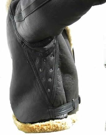 Mens B3 Bomber RAF Aviator Flight Real Shearling Fur Black Pilot Sheepskin Real Leather Jacket