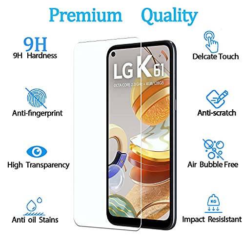 KELOLIN Pack of 3 Compatible with LG K61 Phone Tempered Glass Screen Protector, 9H Hardness, Anti-Scratch, Anti-Bubble - Image 2