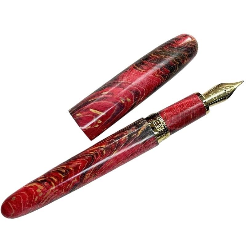 Stylo-plume en bois fait main motif laque pointe couteau encre longue