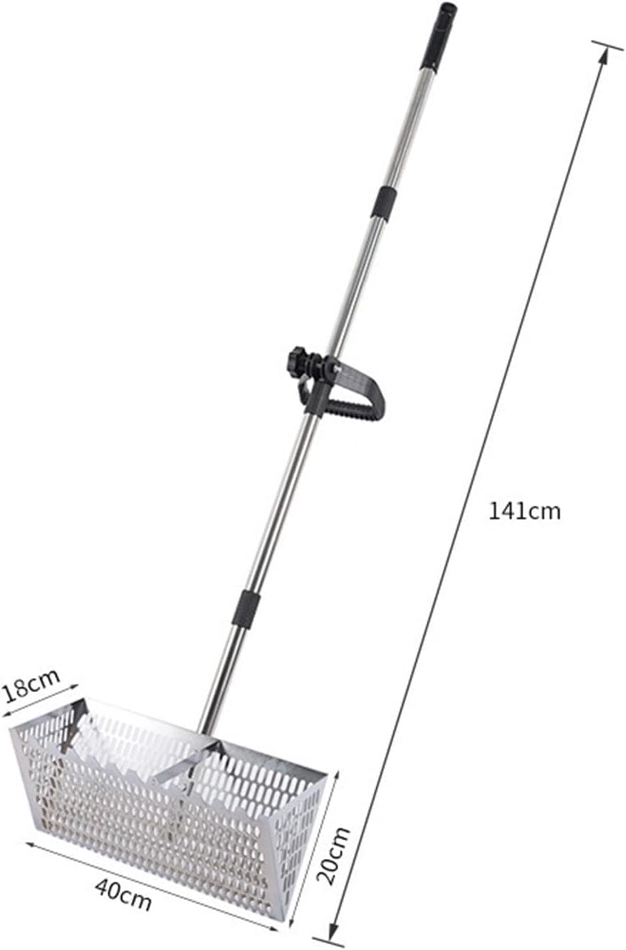 Sand Rake Scooper Handle Versatile Easy Cleanup Premium Convenient Sifting Pet Spade Wide Basket Sifter, 201 Stainless Steel