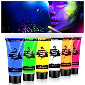 AOOWU UV Neon Körperfarbe Schminkfarben, 6 Farben