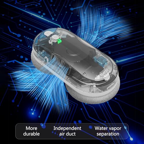 Image of Window Cleaning Robot - Double Helix 4800-6400Pa Suction, | Dual Ultrasonic Spray, 85ml Tank, Edge Detection, Anti-Drop, 3 Cleaning Modes for Streak-Free Glas
