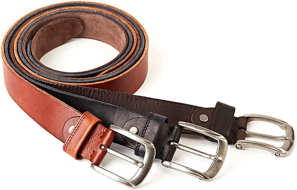 Amazon.com: 100% Genuine Leather Belt Pin Buckle Jeans Work  display picture 3