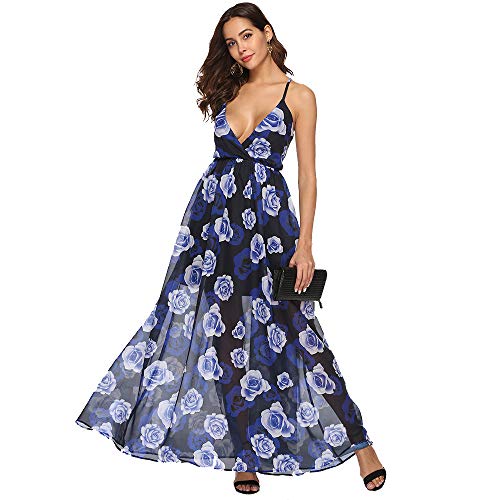 Robe mousseline de soie longue fleurie col V fluide et légère sans manches