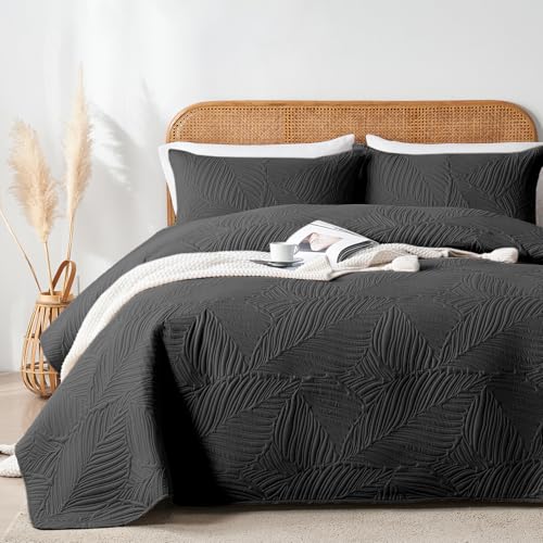 OARAGE Queen Quilt Bedding Set Soft Lightweight Black Bedspread with
