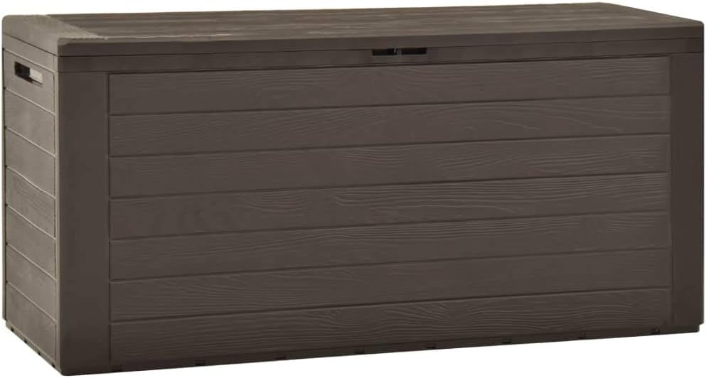 vidaXL Garden Storage Box Brown Stylish Sturdy Solid Stable Durable Outdoor Patio Terrace Cushion Deck Pillow Toolbox Chest 116x44x55cm