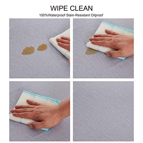 Image of NLMUVW Grey Vinyl Tablecloth for Rectangle 8ft, 100% Waterproof Heavy Duty PVC Table Cover Oil Proof Wipe Clean Table Cloth for Kitchen Dining Picnic, 54 x 108 Inch