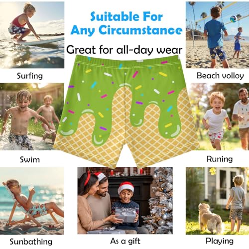 Boys Swim Trunks Quick Dry Bathing Suit Tree Green Ice Cream Melt Toddler Swim Shorts Boardshorts Swimwear 3-102