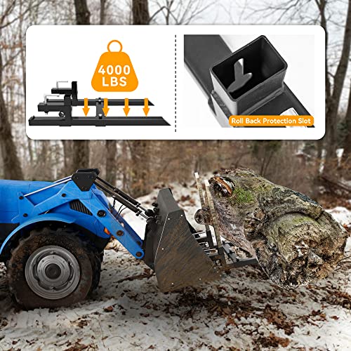 Image of YINTATECH 60 inch 4000 lbs Clamp on Pallet Forks Heavy Duty Bucket Attachment