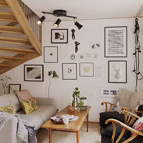 Gladfresit 3-Lights Track Lighting Kit, Ceiling Light, Flexibly Rotatable Black Lamp Holder Track Light For Bathroom Kitchen Living Room Loft (Bulbs Not Included) #TOP5