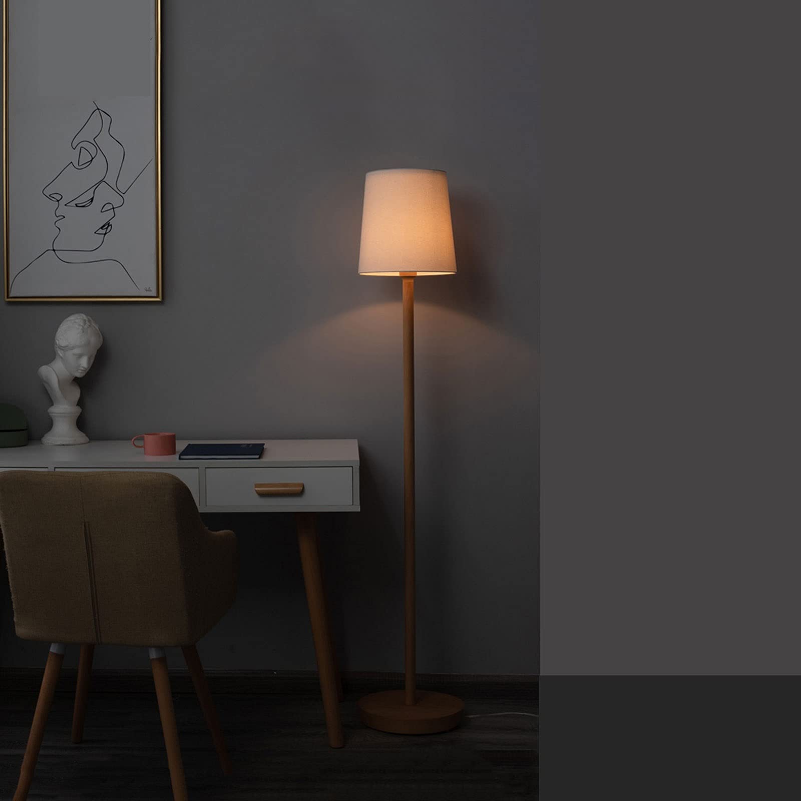 Lampada da Terra Lampada da terra moderna per camera da letto, Stand up lampade da lettura per soggiorno ufficio, illuminazione elegante con paralume in tessuto, lampada a palettoriali, lampada da ter