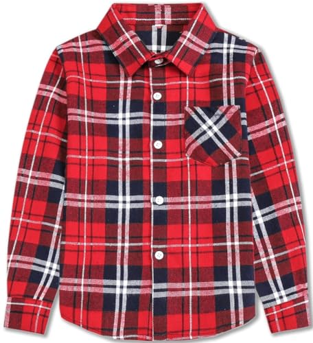 SANGTREE 100% Cotton Girls and Women Flannel Shirts Long Sleeve Plaid Button Down Flannel Shirts for Girls and Women2