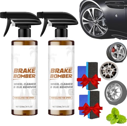 Hyxowgt Powerful Wheel and Tire Cleaner Spray Brake Bomber 3.0 Dust Remover Wheel Cleaner Car Tire Shine Spray & Rim Cleaner All Purpose Heavy Duty Cleaning for Painted Wheels Chrome (2PCS)