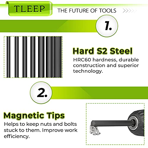 Tleep HU-XI-10 X Long 100Mm 1/4 Inch Hex Head Allen Wrench Drill Bits, 5/16 Inch To 5/64", Sae, Magnetic Tips Screwdriver Socket Bit Set thumb #4
