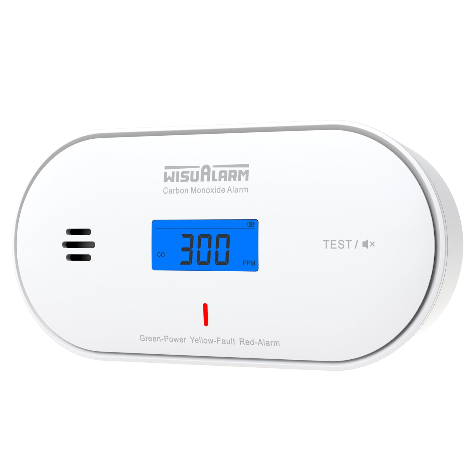 Wisualarm Détecteur de monoxyde de carbone Wi-fi, alarme 3 en 1 avec détection d'humidité et de température, écran LCD, alerte via application intelligente, alarme CO avec batterie scellée, conforme à