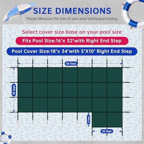 Cobertor para piscina rectangular Buzzbazaar 34'x18' miniatura 2