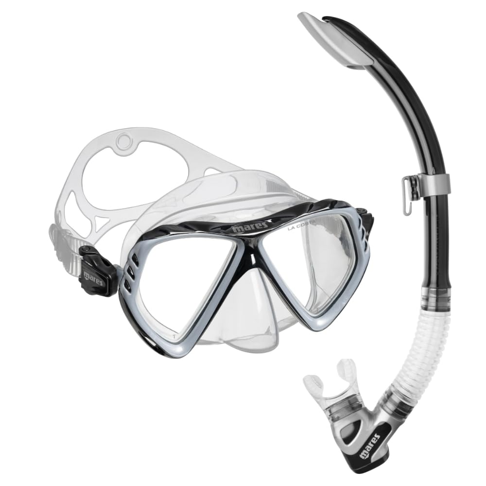 Mares Combo La Costa Splash - Kit de máscara de Tubo para Adultos, Vidrio Templado, Snorkel semiDry, válvula de Purga
