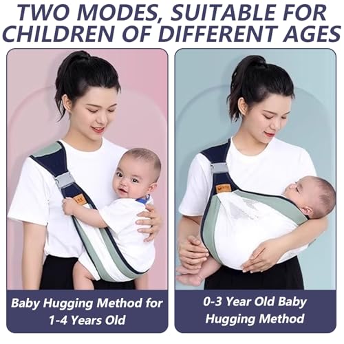 ZenyTra Tragetuch Baby Neugeboren, Trageschlinge aus Baumwolle, Seitliche Tragehilfe für Säuglinge 0-12 Monate, Atmungsaktive Babytrage für Neugeborene bis Kleinkinder, Dunkelblau 42x16cm