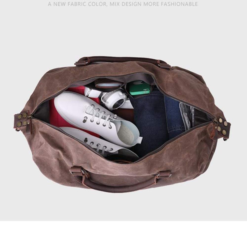 Bolso de Equipaje de Mano para Hombre Bolsa de Viaje Fin Semana Gran tamaño la Moda del Minimalista Hombro Bolso Mano Bolsa Noche Equipaje Gimnasio Sport Unisex para Mujeres Hombres(Coffee)