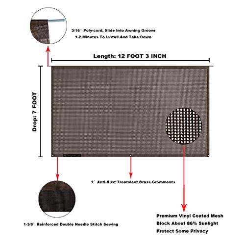 Image of RV Awning Mesh Sun Shade Screen for Motorhome Camper Trailer Sunshade