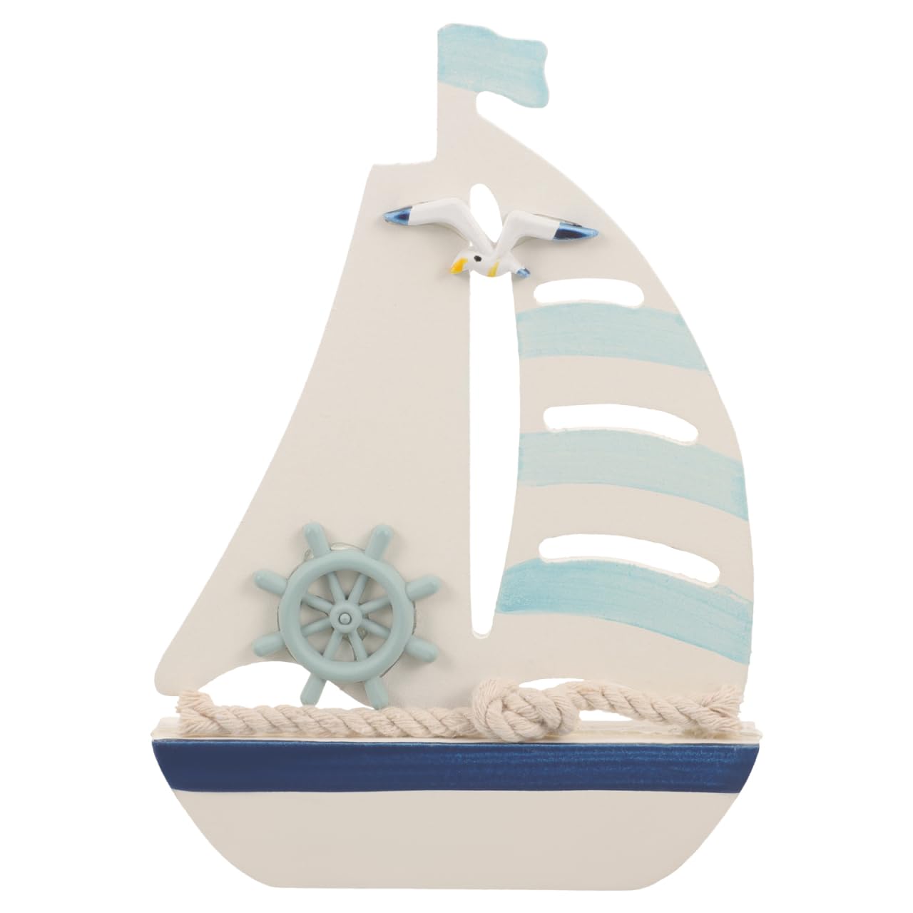 SUPVOX Mediterranean Wood Sailboat Ornament - Nautical Wooden Sailing Boat Decoration for Home Bedroom Office Desktop Crafts Sailor Nautical Favors