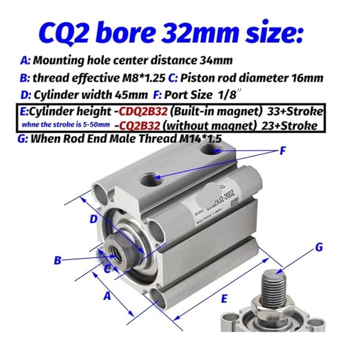 Cilindro compacto CDQ2A con imán interno para evitar fallos de posicionamiento 3