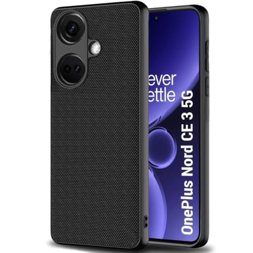 Image of TheGiftKart Back Cover Case for OnePlus Nord CE 3 5G | Slim & Lightweight | Ultra-Premium Design | Camera Protection Bump | Fabric Texture Case Cover (PC & TPU, Black)