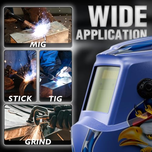 Image of YESWELDER Auto Darkening Welding Helmet, Blue Light Blocking, 1 /1 /1 /1 True Color Solar Powered Welding Hood with 2 Arc Sensors, Wide Shade 3.5 /9-13 Welder Mask for TIG MIG ARC and Grind