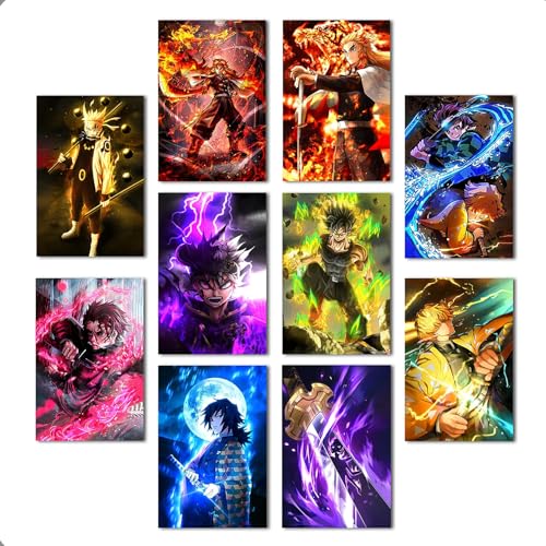 Image of Posternet Anime Style Poster Set for Wall Decoration Set of 10 | HD Printed Aesthetic Action Wall Art | Premium Glossy Finish Posters for Bedroom, Gaming Room & Living Space