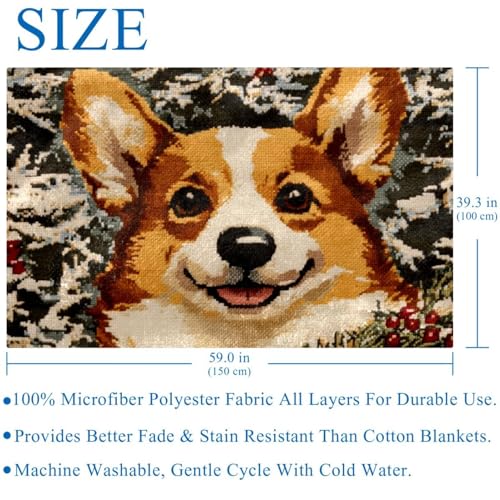 Couverture de Noël Corgi anti-froid plaid chaud multi-usage 150 x 100 cm - 6
