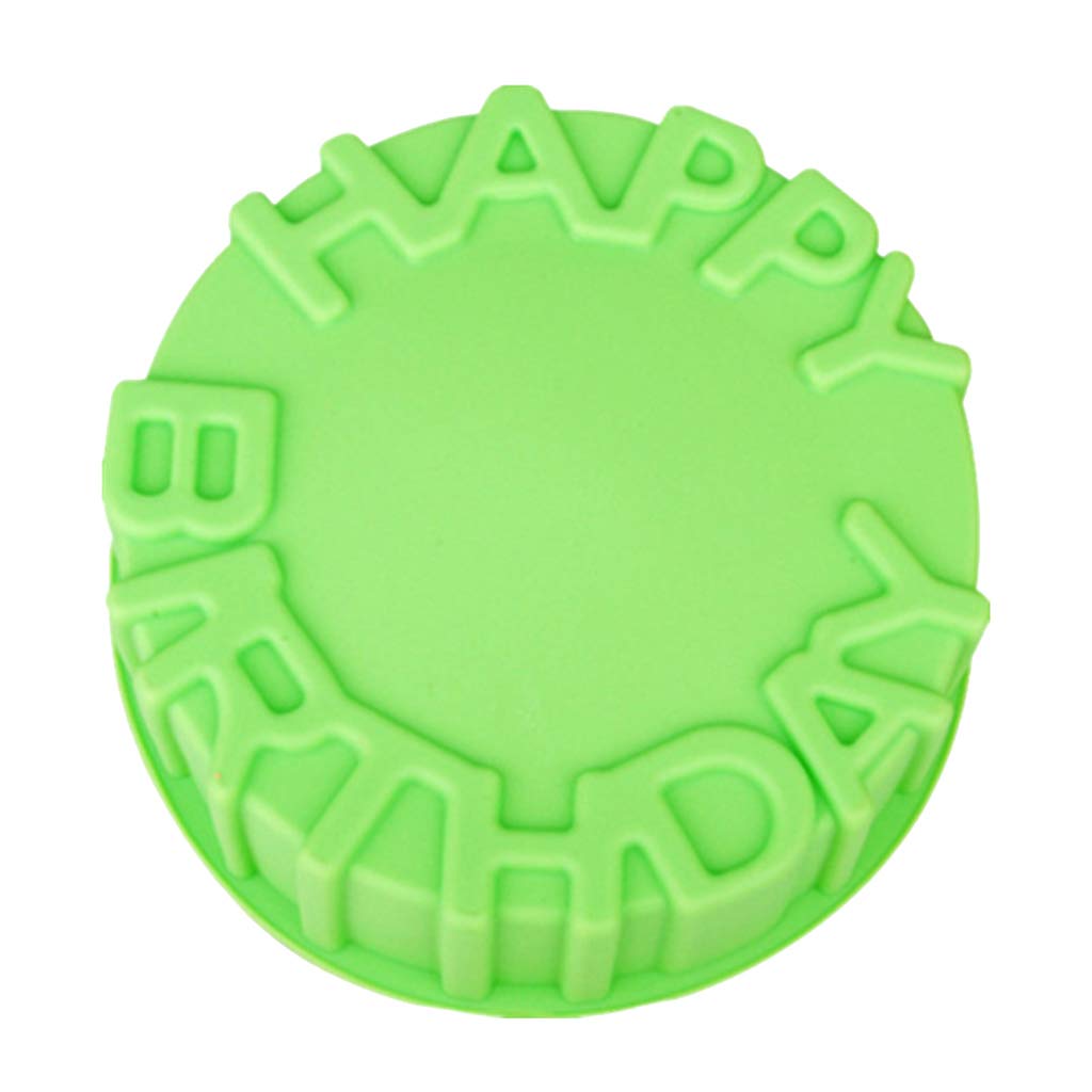 NEWFT 7.9inch Happy Birthday Cake Pan Silicone Mold Round Cheese Pizza Pie Bread Mould Soap Crafts Bakeware Baking Tools