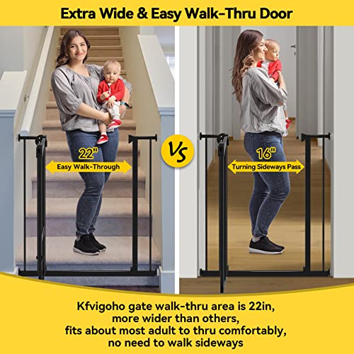 Kfvigoho Baby Gate For Stairs Doorways 29.5"-48.8", Dog Gate With Pet Door, Auto-Close Safety Baby Gate, 36" Height Pet Gates With 20" Extra Wide Walk-Thru Door, 2.75" 5.5" 8.35" Kit, Pressure Mounted #TOP3