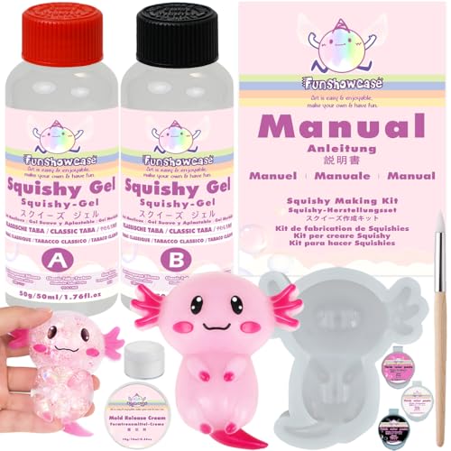 FUNSHOWCASE Kit para Hacer Juguetes antiestrés Taba Squishy, Modelo de Axolotl, Gel para Hacer Juguetes antiestrés