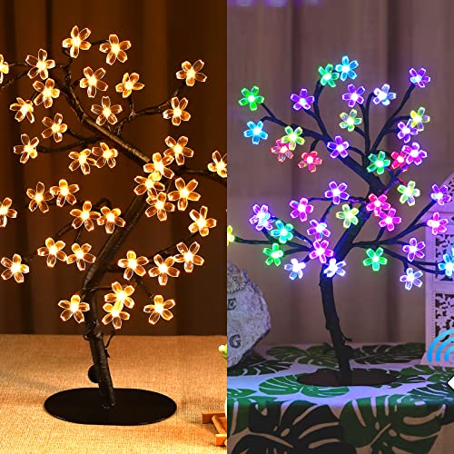 Bolylight 17in 40 LED Multicolor Cherry Blossom Tree and 17in 40 LED Warm White Cherry Blossom Tree
